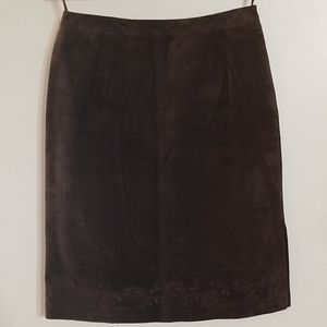 Tyler Boe brown leather midi skirt